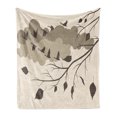 thumbnail image 1 of Goose Soft Flannel Fleece Throw Blanket, Autumn Inspired Layout of Falling Leaves and Birds Flying South Migrating, Cozy Plush for Indoor and Outdoor Use, 60" x 80", Umber and Champagne, by Ambesonne, 1 of 6
