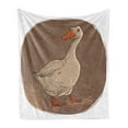 thumbnail image 1 of Goose Soft Flannel Fleece Throw Blanket, Cartoon Style Animal Silhouette in a Round Design Retro Doodle Details, Cozy Plush for Indoor and Outdoor Use, 60" x 80", Cocoa Tan Burnt Orange, by Ambesonne, 1 of 5
