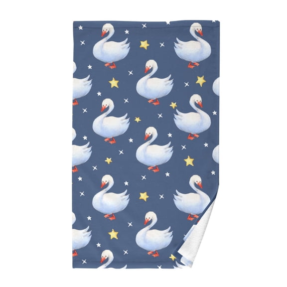 Goose Star Pattern Hand Towel Cotton 16x28 in Soft Absorbent Quick Dry Bath Face Towel