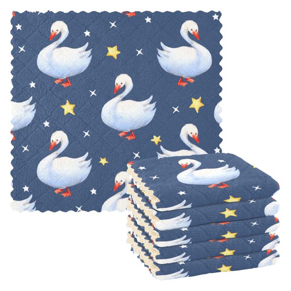 Goose Star Pattern Dish Towels 6 Pack Kitchen Cleaning Dish Cloths Absorbent Reuseable Cleaning Cloths 11'' x 11''