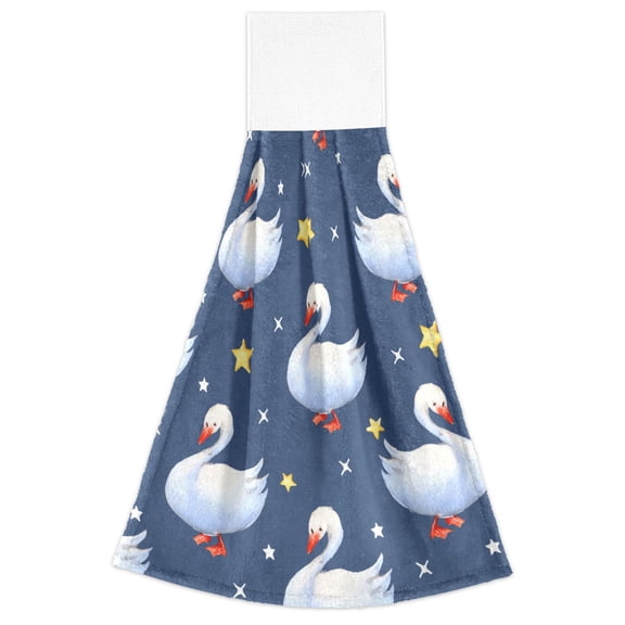 Goose Star Pattern Hand Towels 2 Pack Quick Dry Velvet Soft with Velcro Kitchen Bath 14x18in