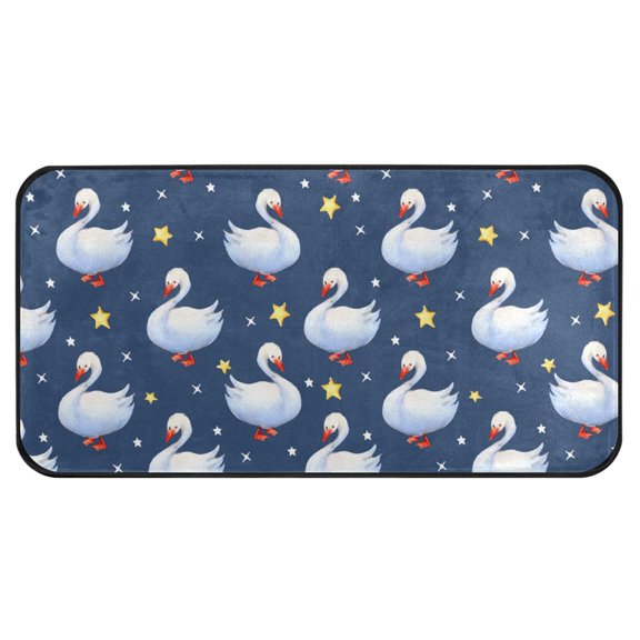 Goose Star Pattern Kitchen Runner Rug 39x20 in Non Slip Absorbent Cushioned Laundry Bathroom