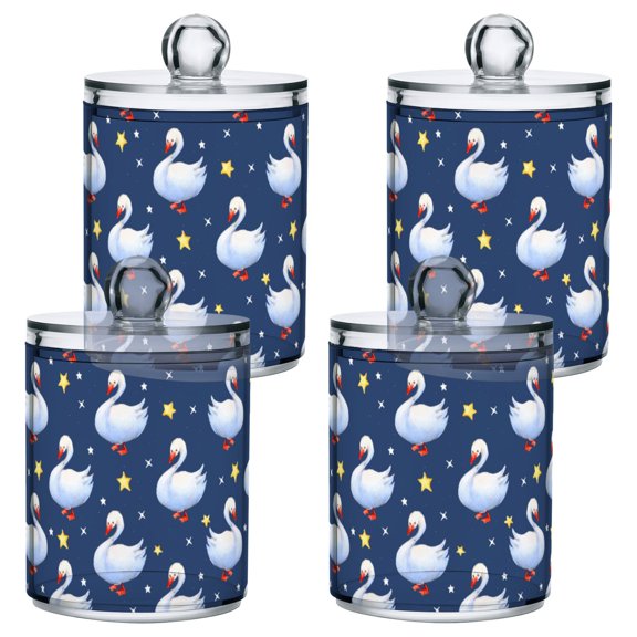 Goose Star Pattern Plastic Storage Jar 4 Pack Clear Translucent Canisters Dustproof Lid