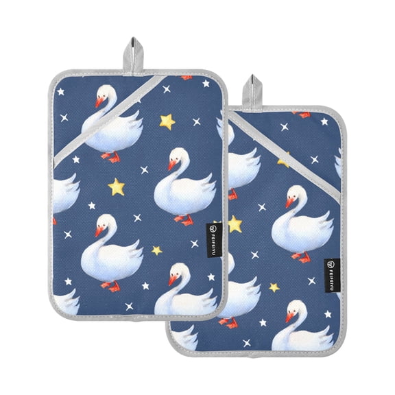 Goose Star Pattern Pot Holder Set 2 Piece Non-Slip Oven Hot Pads Heat Resistant Durable 7x9.8in