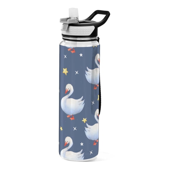 Goose Star Pattern Sport Water Bottle Tritan with Straw 1000ml Portable for Outdoor Daily Use