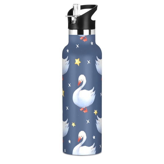 Goose Star Pattern Sport Water Bottle for Kids Insulated with Straw for School Outdoor Daily Use