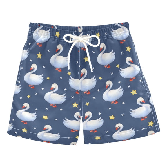 Goose Star Pattern Swim Trunks Quick Dry Beach Pool Board Shorts Lightweight Stylish Print Sizes 2T to XL
