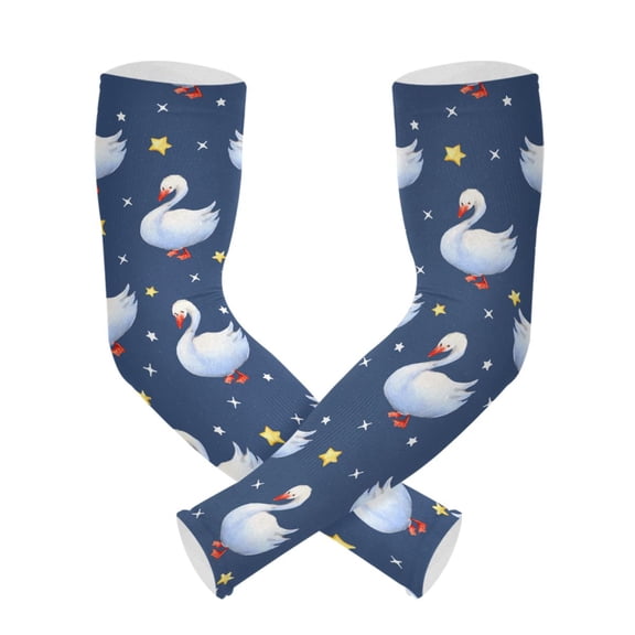 Goose Star Pattern UV Protection Cooling Arm Sleeves, Compression Sun Sleeves for Men Women Sports