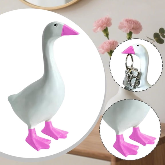 Goose Statue Entryway Key Organizer Magnetic Key Holder Resin Goose Figurine Desk Entry Shelf Shoe Cabinet Home Decor