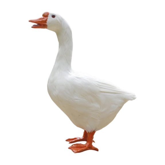 Goose Statue Farm Animal Sculptur -  Artificial Animals Sculpture Handcrafted Free Standing for Lawn Patio Tabletop Decoration Art Crafts (White)