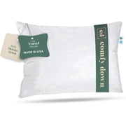 ComfyDown 800 Fill Power European Goose Down Travel Pillow – Egyptian 300 Thread Count 100% Cotton Cover, Neck Support for Plane, Car & Home, Made in USA, 12x16