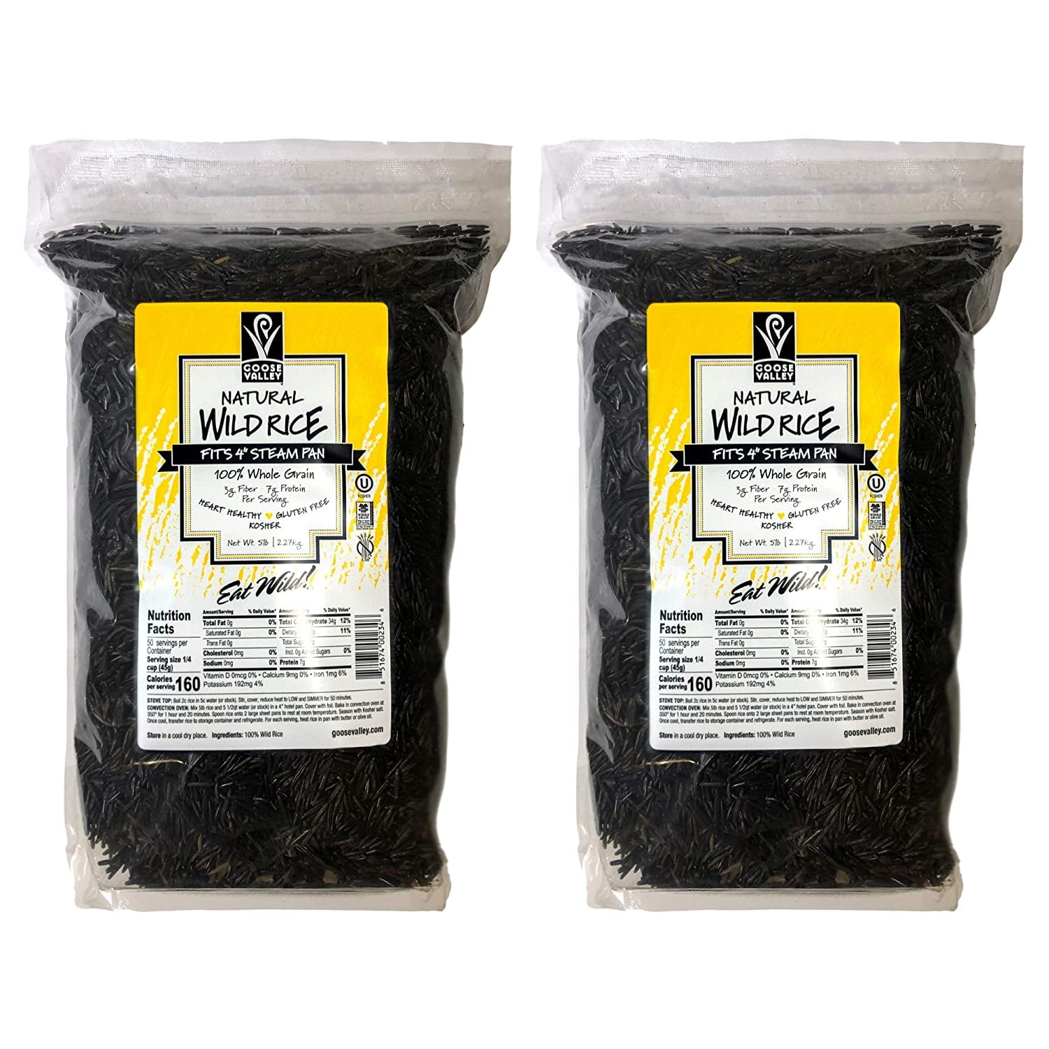 Goose Valley Natural Wild Rice - Family Reserve 5 lbs (Pack of 2) - Variety of Jumbo High Fiber and High Protein Whole Grain Rice for Healthy Heart
