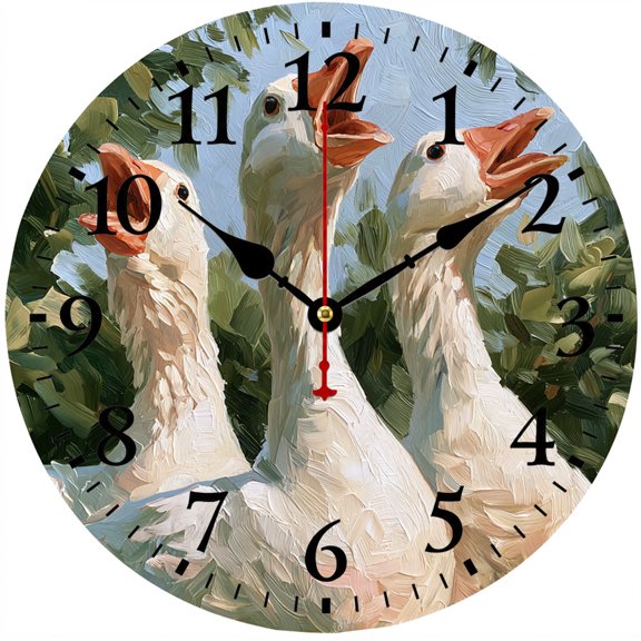 Goose Wall Clock, 9.84 Inch Farmhouse Animal Clock, Battery Operated Analog Clock, Easy to Read for Kitchen Living Room Bedroom Decor