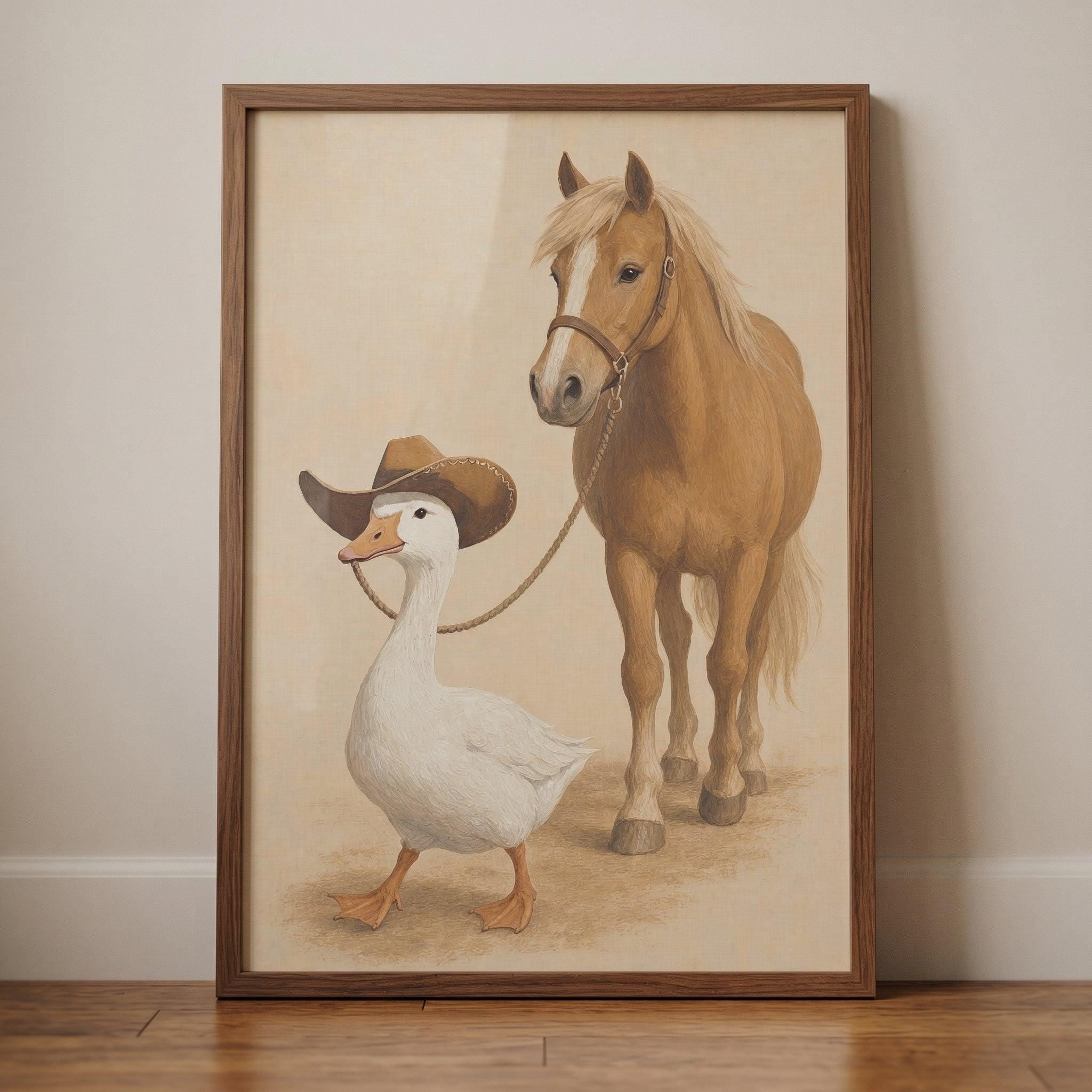 Rustic Ranch Cottage Home Goose Whimsical Ranch Cowboy Western Horse And Farm Animal Rustic ...