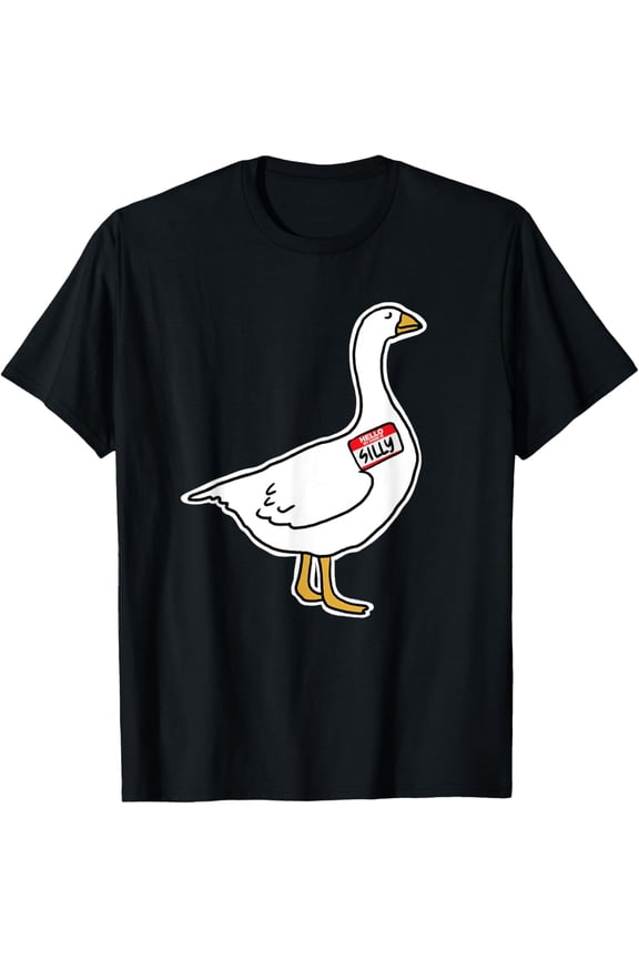 Goose With Silly Name Tag Whimsical Bird Novelty Meme T-Shirt