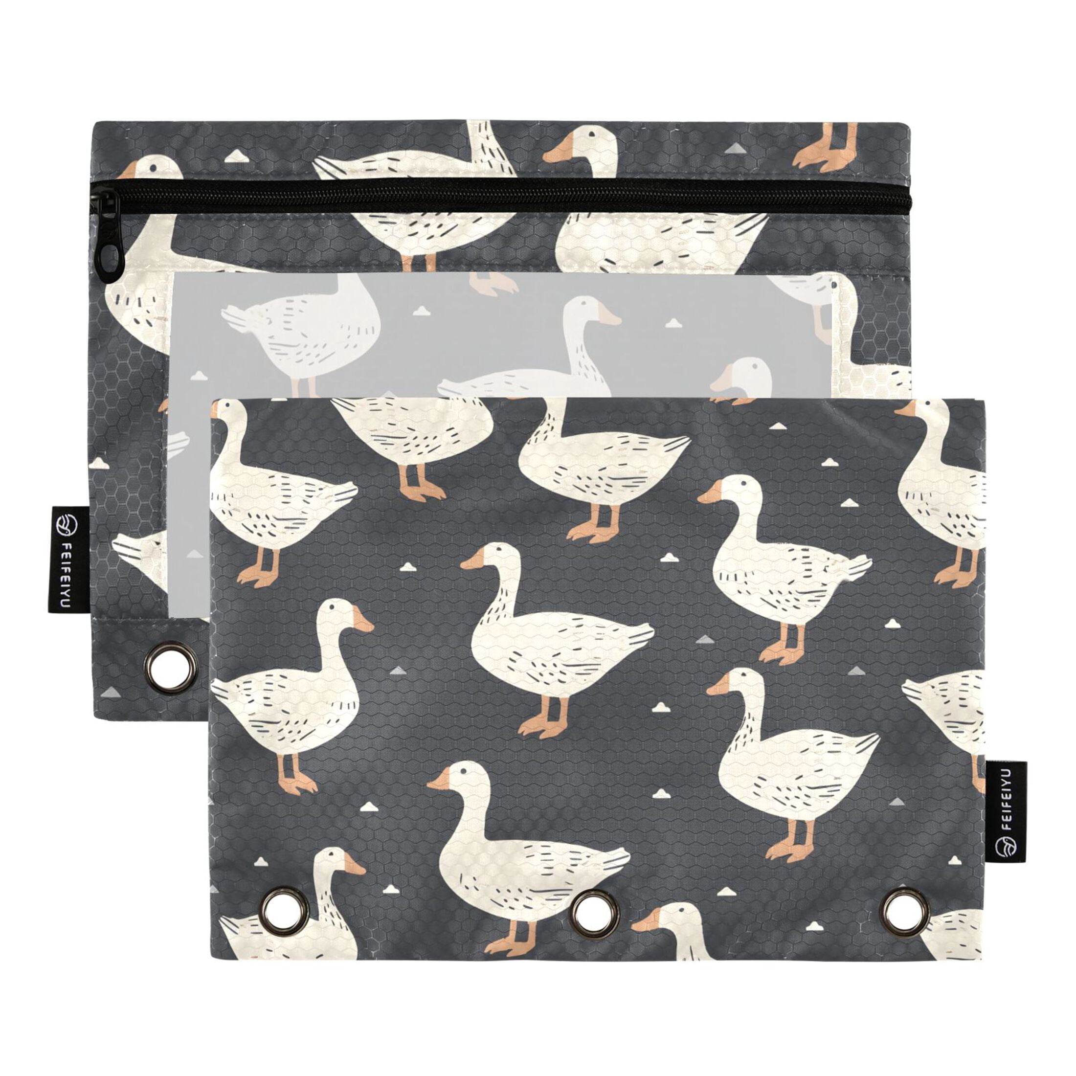 Goose and Duck 2 Pack Pencil Pouch for 3 Ring Binder Smooth Zipper ...