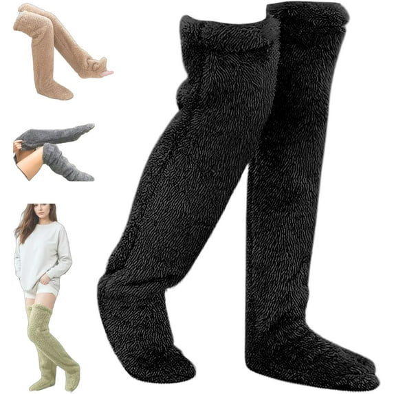 Goose down Knee Socks for Christmas, 2026 New Winter Warm Long Fuzzy Thigh High Socks, Plush Knee High Sock
