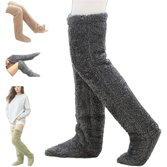 Goose down Knee Socks for Christmas, 2026 New Winter Warm Long Fuzzy Thigh High Socks, Plush Knee High Sock