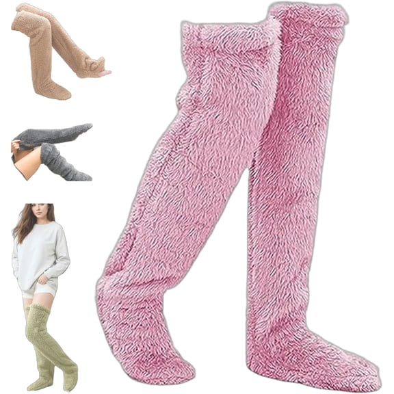 Goose down Knee Socks for Christmas, 2026 New Winter Warm Long Fuzzy Thigh High Socks, Plush Knee High Sock