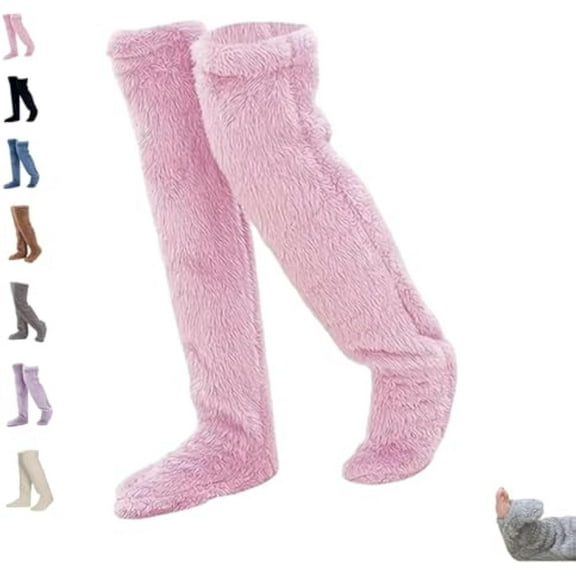 Goose down Knee Socks for Christmas, 2026 New Winter Warm Long Fuzzy Thigh High Socks, Soft Cozy Fuzzy Leg Warmers