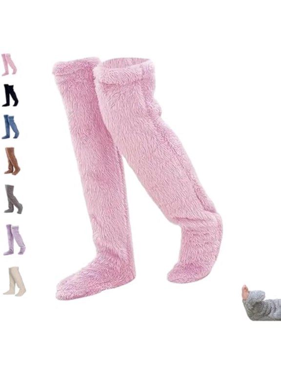 Goose down Knee Socks for Christmas, 2026 New Winter Warm Long Fuzzy Thigh High Socks, Soft Cozy Fuzzy Leg Warmers