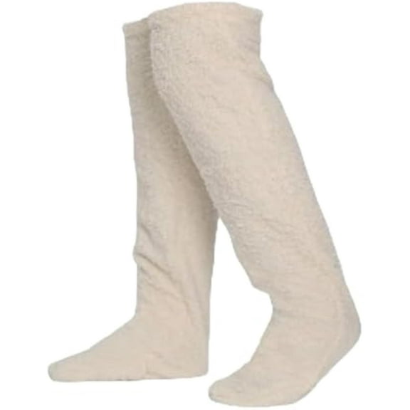 Goose down Knee Socks for Christmas, 2026 New Winter Warm Long Fuzzy Thigh High Socks, Soft Cozy Fuzzy Leg Warmers