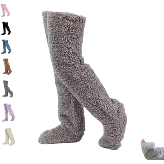 Goose down Knee Socks for Christmas, 2026 New Winter Warm Long Fuzzy Thigh High Socks, Soft Cozy Fuzzy Leg Warmers