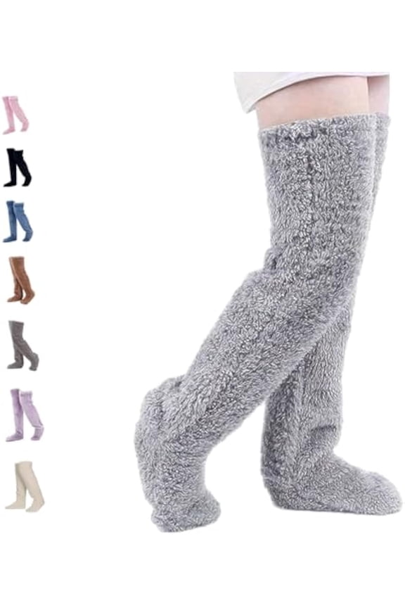 Goose down Knee Socks for Christmas, 2026 New Winter Warm Long Fuzzy Thigh High Socks, Soft Cozy Fuzzy Leg Warmers