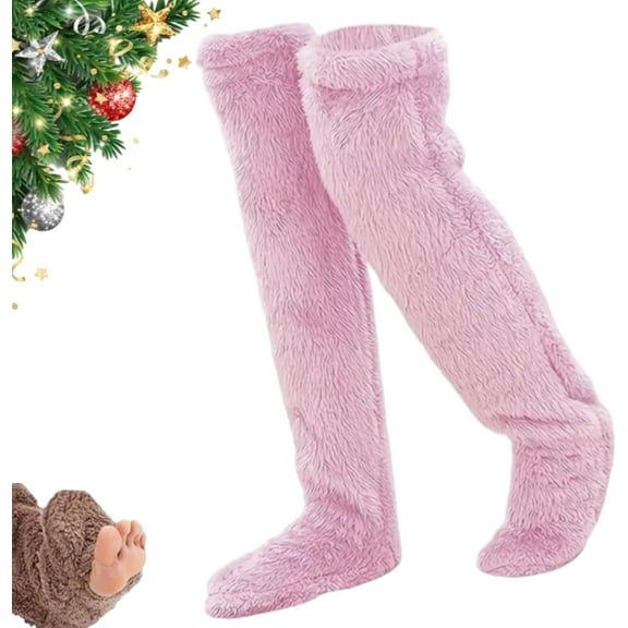 Goose down Knee Socks for Christmas Gifts for Women & Teens, Ultra Plush Thigh High Winter Socks, Fleece-Lined Long Tube Socks for Cold Weather