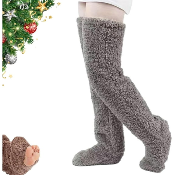 Goose down Knee Socks for Christmas Gifts for Women & Teens, Ultra Plush Thigh High Winter Socks, Fleece-Lined Long Tube Socks for Cold Weather