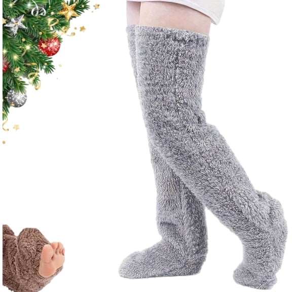 Goose down Knee Socks for Christmas Gifts for Women & Teens, Ultra Plush Thigh High Winter Socks, Fleece-Lined Long Tube Socks for Cold Weather