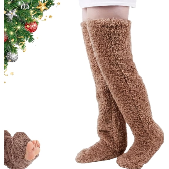 Goose down Knee Socks for Christmas Gifts for Women & Teens, Ultra Plush Thigh High Winter Socks, Fleece-Lined Long Tube Socks for Cold Weather
