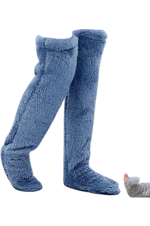 Goose down Knee Socks for Christmas,Soft Cozy over the Knee Long Tube Sock,Leg Warmers Fluffy for Cold Weather