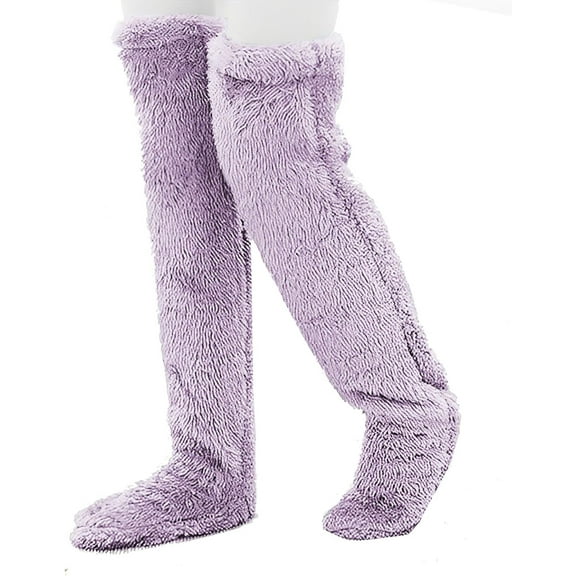 Goose down Knee Socks for Christmas, Winter Warm Long Fuzzy Thigh High Socks, Christmas Plush Knee High Sock