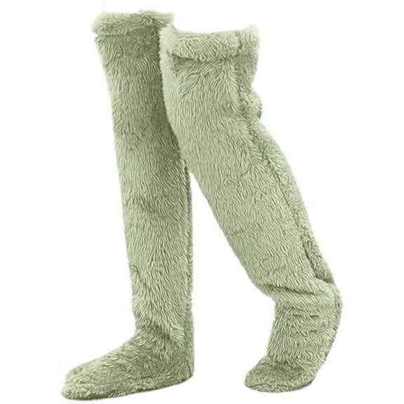 Goose down Knee Socks for Christmas, Winter Warm Long Fuzzy Thigh High Socks, Christmas Plush Knee High Sock