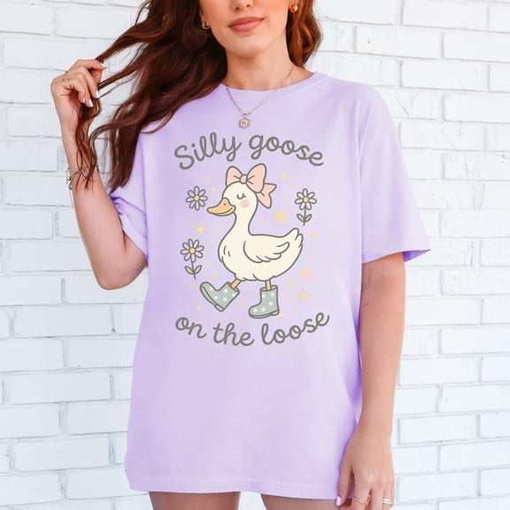 Goose on the Loose, Cute Spring Goose Sublimation, Boho Floral Coquette Duck, Girly Animal Shirt, Preppy Trendy Design183 Tshirt All Size S-5XL