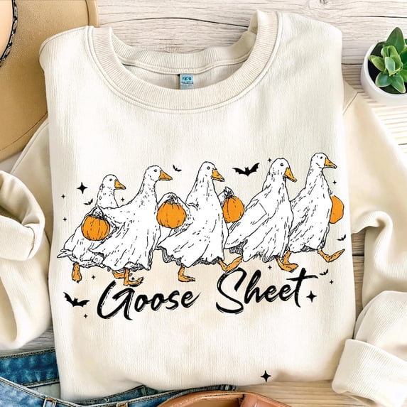 Goose sheet Sweatshirt, Halloween Silly Goose Sweatshirt, Halloween Goose Sweatshirt, Funny goose Halloween Shirt, Boo sheet TH040640