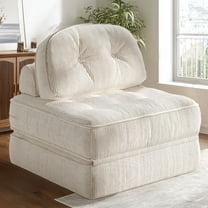 Goosea Folding Sofa Bed with Pillow, Convertible Comfy Couch Bed for Adults, Modern Ribbed Design for Apartment Living Room and Bedroom, Single Size, Beige