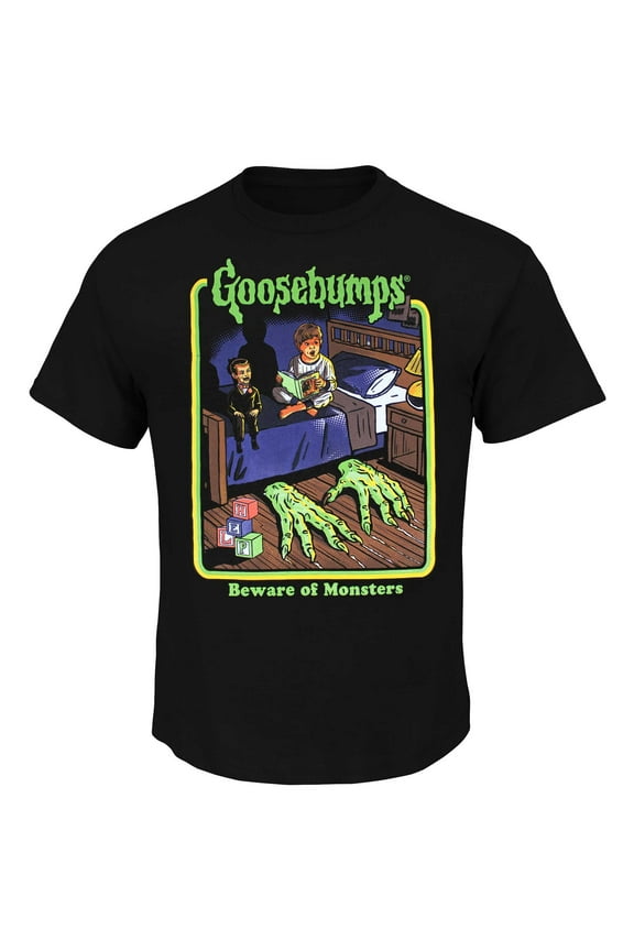 Goosebumps Beware of Monsters Bedtime Retro Men's T-Shirt, Black, Medium