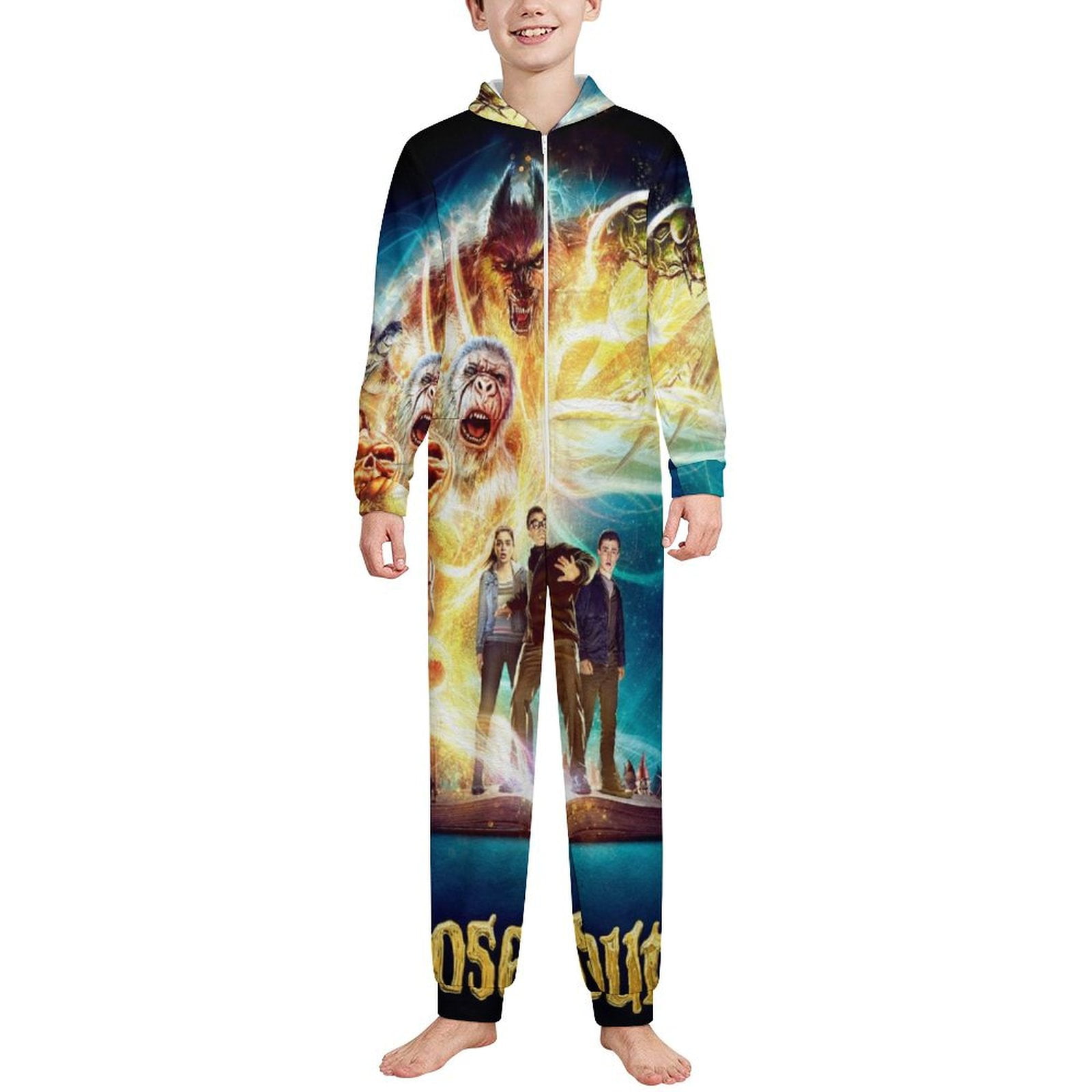 Goosebumps Kids Hooded Union Suit One Piece Pajama Outfit Boys Girls