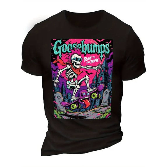 Goosebumps Tee Skater Skeleton Rad To The Bone Graphic T-Shirt