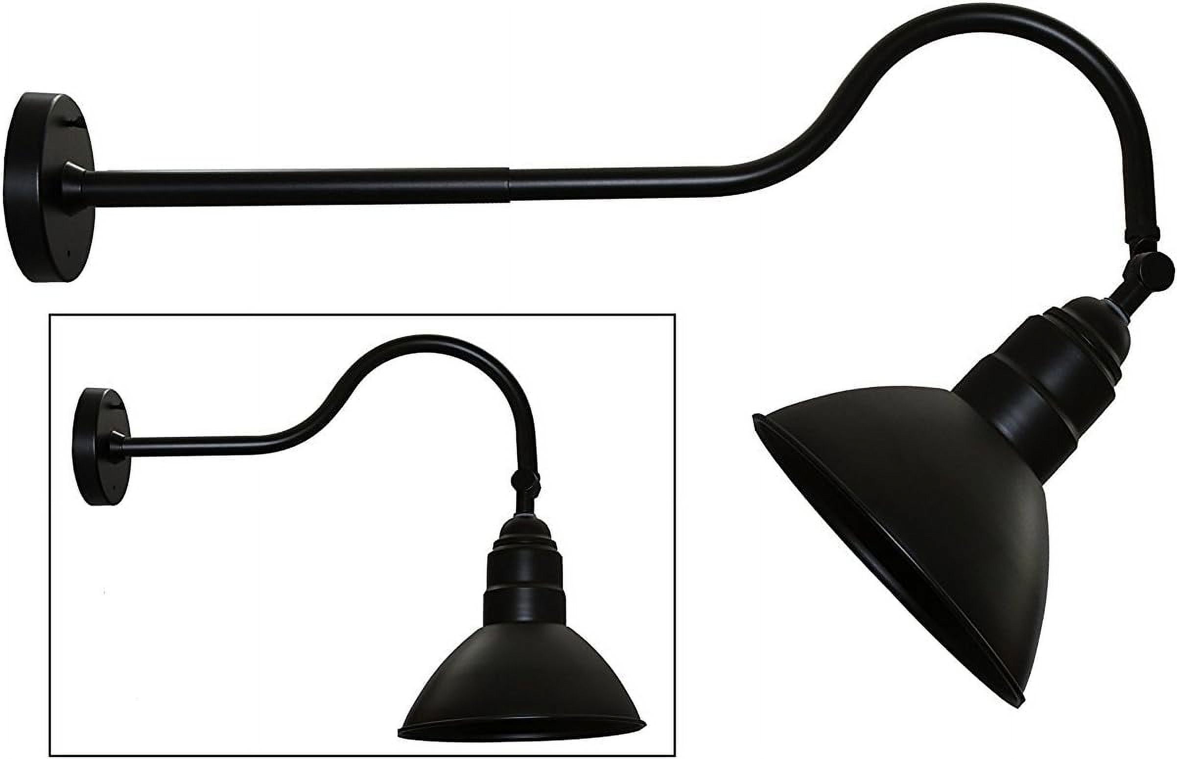 Gooseneck Barn Light Fixture (1 Pack) - Black - Adjustable 10