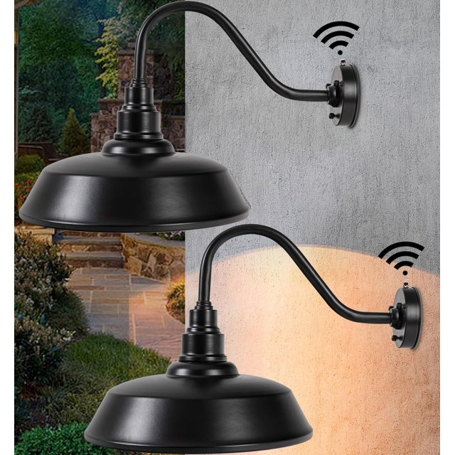 Gooseneck Barn Lights Outdoor Dusk to Dawn,17" Large Waterproof Wall