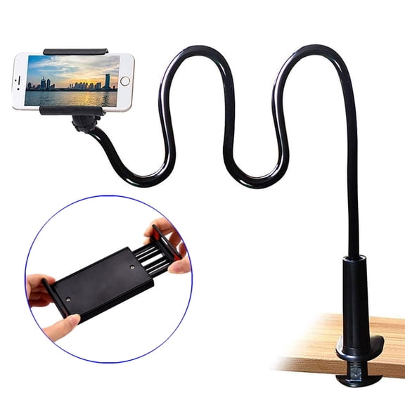 Gooseneck Bed Phone Holder Long Arm Phone Mount for Desk, Clip Bracket Clamp Stand for 4.0-6.5'' Mobile Cell Phone Stand