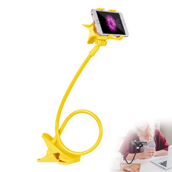 Gooseneck Cell Phone Holder, Flexible Long Arm Stand, Adjustable Desk Mount, Universal Clip For Tablets