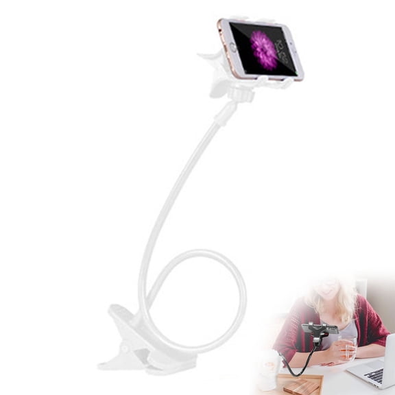 Gooseneck Cell Phone Holder, Flexible Long Arm Stand, Adjustable Desk Mount, Universal Clip For Tablets