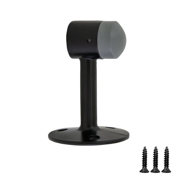 Design House 4-Pack Gooseneck Door Stop Wall Protector with Rubber Tip, Matte Black