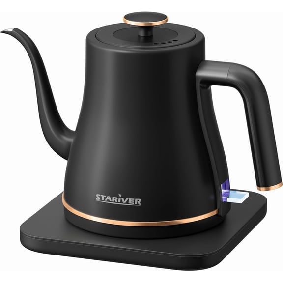 Gooseneck Electric Kettle, 0.8L Electric Tea Kettle Tea Pot, Pour Over Coffee Kettle with Stainless Steel Inner Lid & Bottom, Water Boiler with Auto Shut Off and Boil Dry Protection, Black