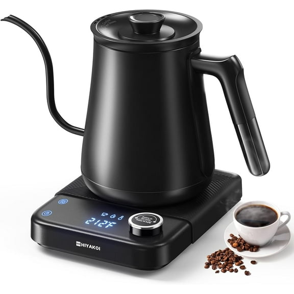 Gooseneck Electric Kettle with 1 Temperature Control, Pour Over Kettle for Coffee & Tea, 1200W Rapid Heating, Stainless Steel Water Boiler with 12H Keep Warm & Built-in Timer, 0.8L/27oz