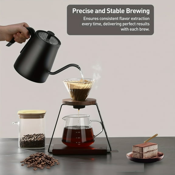 Gooseneck Electric Kettle 27oz with Temperature Control, Stainless Steel for Coffee, Tea & Milk, Fast Boil, Ideal Gift